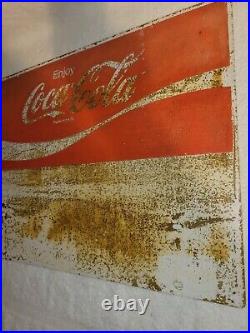 Vintage Coca Cola Porcelain Sign (Double Sided) Coke Pepsi Dr Pepper Gas Oil