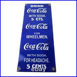 Vintage Coca Cola Porcelain Sign Drink Soda Bottles Gas Pump Service Sign