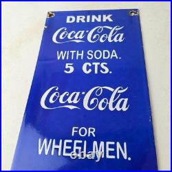 Vintage Coca Cola Porcelain Sign Drink Soda Bottles Gas Pump Service Sign