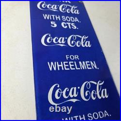 Vintage Coca Cola Porcelain Sign Drink Soda Bottles Gas Pump Service Sign