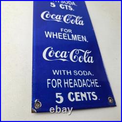 Vintage Coca Cola Porcelain Sign Drink Soda Bottles Gas Pump Service Sign