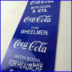 Vintage Coca Cola Porcelain Sign Drink Soda Bottles Gas Pump Service Sign