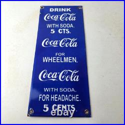 Vintage Coca Cola Porcelain Sign Drink Soda Bottles Gas Pump Service Sign