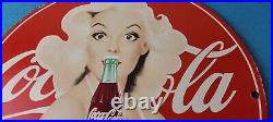 Vintage Coca-Cola Porcelain Sign Gas Pump Plate Service Route 66 Diner Sign