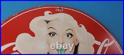 Vintage Coca-Cola Porcelain Sign Gas Pump Plate Service Route 66 Diner Sign