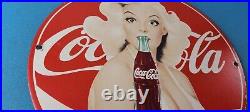 Vintage Coca-Cola Porcelain Sign Gas Pump Plate Service Route 66 Diner Sign