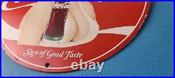 Vintage Coca-Cola Porcelain Sign Gas Pump Plate Service Route 66 Diner Sign