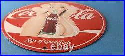 Vintage Coca-Cola Porcelain Sign Gas Pump Plate Service Route 66 Diner Sign