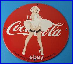Vintage Coca Cola Porcelain Sign Gas Pump Plate Service Soda Beverage Sign