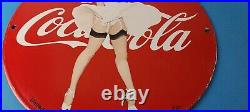 Vintage Coca Cola Porcelain Sign Gas Pump Plate Service Soda Beverage Sign