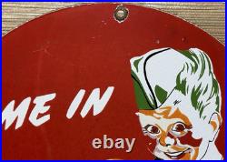 Vintage Coca Cola Porcelain Sign Gas Station Bottle Coke Pepsi Dew A & W Oil
