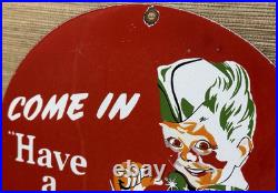 Vintage Coca Cola Porcelain Sign Gas Station Bottle Coke Pepsi Dew A & W Oil