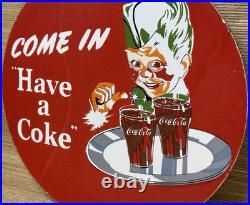 Vintage Coca Cola Porcelain Sign Gas Station Bottle Coke Pepsi Dew A & W Oil