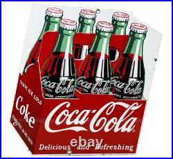 Vintage Coca Cola Porcelain Sign Gas Station Bottle Pepsi Pump Plate Bottle
