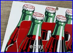 Vintage Coca Cola Porcelain Sign Gas Station Bottle Pepsi Pump Plate Bottle