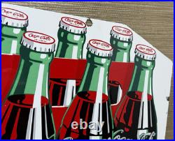 Vintage Coca Cola Porcelain Sign Gas Station Bottle Pepsi Pump Plate Bottle