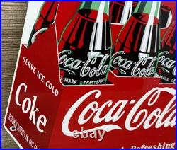 Vintage Coca Cola Porcelain Sign Gas Station Bottle Pepsi Pump Plate Bottle