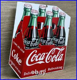 Vintage Coca Cola Porcelain Sign Gas Station Bottle Pepsi Pump Plate Bottle
