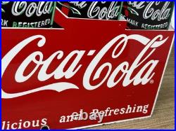 Vintage Coca Cola Porcelain Sign Gas Station Bottle Pepsi Pump Plate Bottle