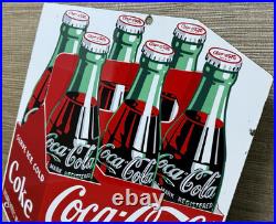 Vintage Coca Cola Porcelain Sign Gas Station Bottle Pepsi Pump Plate Bottle