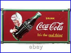 Vintage Coca Cola Porcelain Sign Gas Station Pump Plate Dew Pepsi Oil Dr Pepper