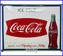 Vintage Coca Cola Porcelain Sign Gas Station Pump Plate Dew Pepsi Oil Dr Pepper