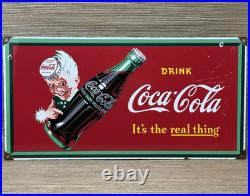 Vintage Coca Cola Porcelain Sign Gas Station Pump Plate Dew Pepsi Oil Dr Pepper