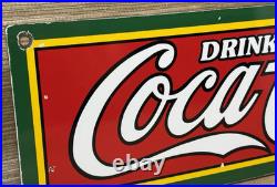 Vintage Coca Cola Porcelain Sign Gas Station Pump Plate Dew Pepsi Oil Dr Pepper
