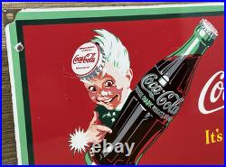 Vintage Coca Cola Porcelain Sign Gas Station Pump Plate Dew Pepsi Oil Dr Pepper