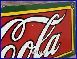 Vintage Coca Cola Porcelain Sign Gas Station Pump Plate Dew Pepsi Oil Dr Pepper