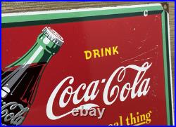 Vintage Coca Cola Porcelain Sign Gas Station Pump Plate Dew Pepsi Oil Dr Pepper