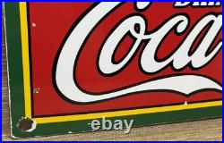Vintage Coca Cola Porcelain Sign Gas Station Pump Plate Dew Pepsi Oil Dr Pepper