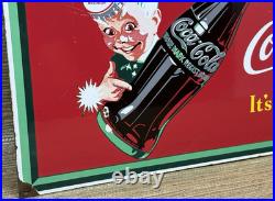Vintage Coca Cola Porcelain Sign Gas Station Pump Plate Dew Pepsi Oil Dr Pepper