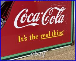 Vintage Coca Cola Porcelain Sign Gas Station Pump Plate Dew Pepsi Oil Dr Pepper