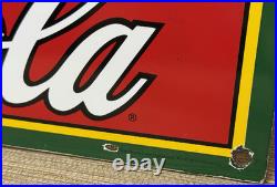 Vintage Coca Cola Porcelain Sign Gas Station Pump Plate Dew Pepsi Oil Dr Pepper