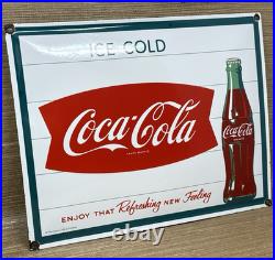 Vintage Coca Cola Porcelain Sign Gas Station Pump Plate Dew Pepsi Oil Dr Pepper