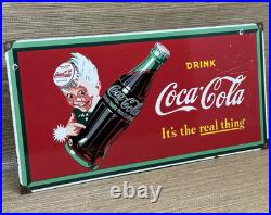 Vintage Coca Cola Porcelain Sign Gas Station Pump Plate Dew Pepsi Oil Dr Pepper