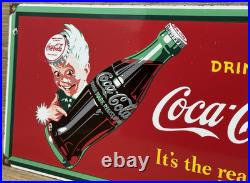 Vintage Coca Cola Porcelain Sign Gas Station Pump Plate Dew Pepsi Oil Dr Pepper