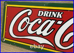 Vintage Coca Cola Porcelain Sign Gas Station Pump Plate Dew Pepsi Oil Dr Pepper