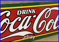 Vintage Coca Cola Porcelain Sign Gas Station Pump Plate Dew Pepsi Oil Dr Pepper