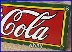 Vintage Coca Cola Porcelain Sign Gas Station Pump Plate Dew Pepsi Oil Dr Pepper