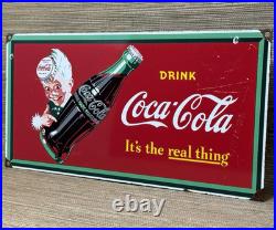 Vintage Coca Cola Porcelain Sign Gas Station Pump Plate Dew Pepsi Oil Dr Pepper