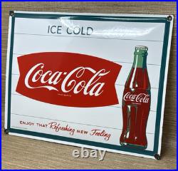 Vintage Coca Cola Porcelain Sign Gas Station Pump Plate Dew Pepsi Oil Dr Pepper
