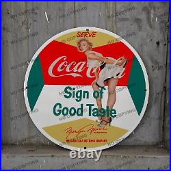 Vintage Coca Cola Porcelain Sign Marilyn Monroe Soda Pop Beverage Coke Oil Gas