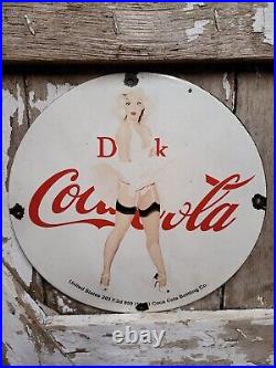 Vintage Coca Cola Porcelain Sign Soda Advertising Coke Marilyn Monroe Oil Gas