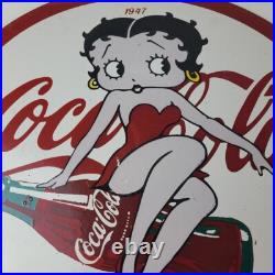 Vintage Coca Cola Sign Betty Boop Bottle Doll Gas Pump Porcelain Sign Vintage Coca Cola Sign Betty Boop Bottle Doll Gas Pump Porcelain Sign