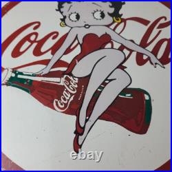 Vintage Coca Cola Sign Betty Boop Bottle Doll Gas Pump Porcelain Sign Vintage Coca Cola Sign Betty Boop Bottle Doll Gas Pump Porcelain Sign