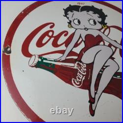 Vintage Coca Cola Sign Betty Boop Bottle Doll Gas Pump Porcelain Sign Vintage Coca Cola Sign Betty Boop Bottle Doll Gas Pump Porcelain Sign