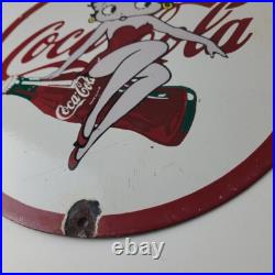Vintage Coca Cola Sign Betty Boop Bottle Doll Gas Pump Porcelain Sign Vintage Coca Cola Sign Betty Boop Bottle Doll Gas Pump Porcelain Sign