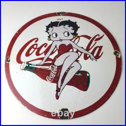 Vintage Coca Cola Sign Betty Boop Bottle Doll Gas Pump Porcelain Sign Vintage Coca Cola Sign Betty Boop Bottle Doll Gas Pump Porcelain Sign